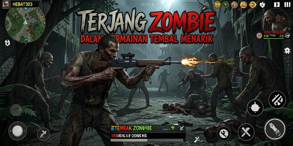 Tampilan antarmuka HEBAT303 saat menghadapi zombie.
