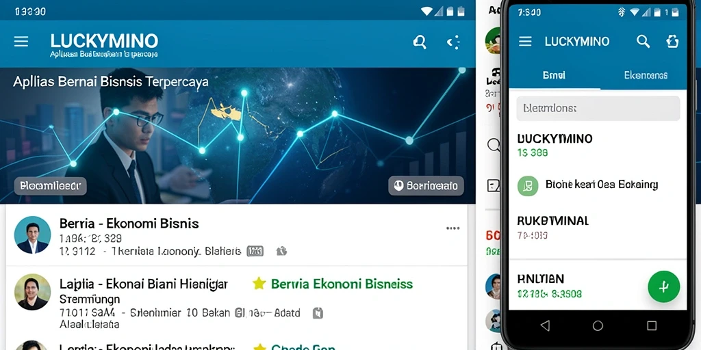 Tampilan antarmuka utama LUCKYMINO dengan berita ekonomi terbaru.