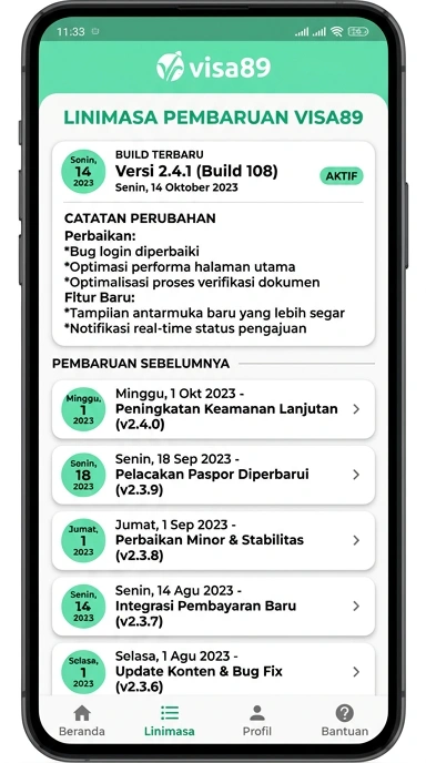 Riwayat Versi Aplikasi Visa89 untuk Android
